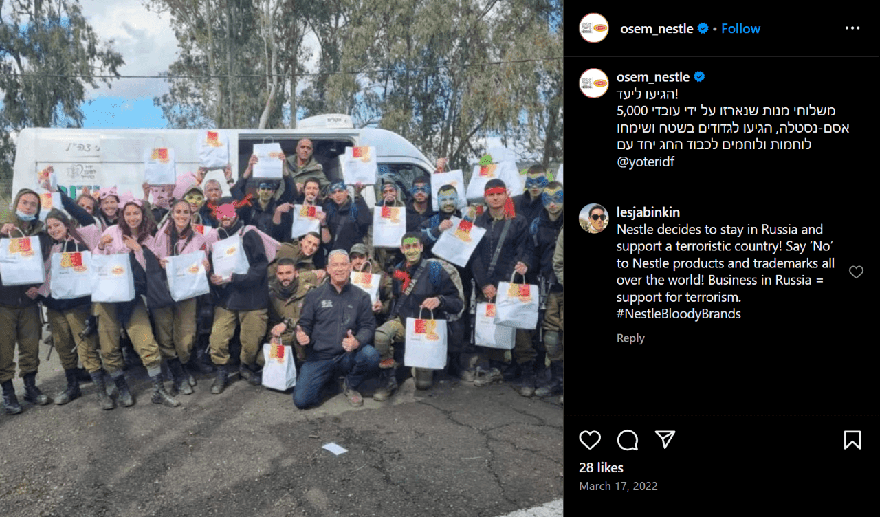 Nestle Osem donations for the IDF in 2022