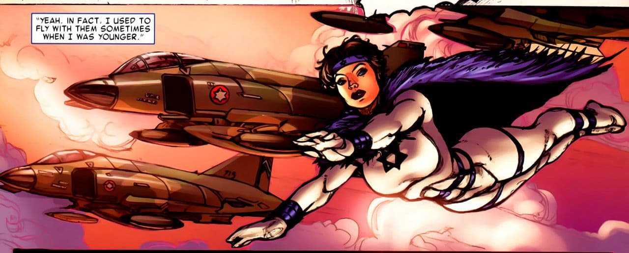 Sabra flying next to jets from the Israeli occupational forces