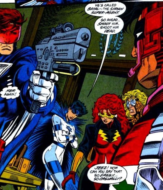 Marvel comic page saying to kill the superhero Batal because he is Syrian